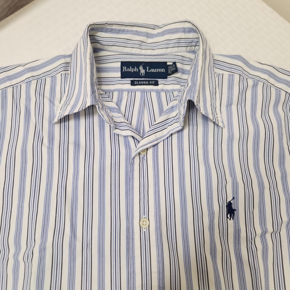 Men's Blue and White Striped Shirt #G12 - Picture 13 of 15